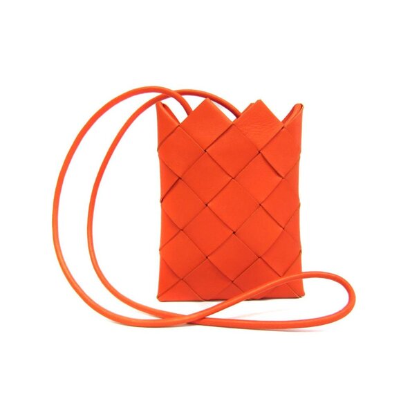 BOTTEGA VENETA Orange Leather Intrecciato Shoulder Bag - Picture 1 of 15